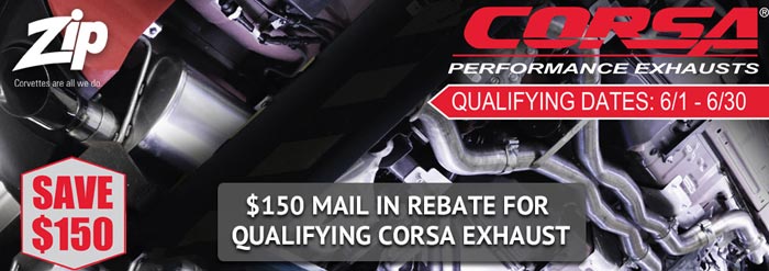 CORSA and Zip Corvette Offering $150 Rebate on Select Corvette Exhaust Systems