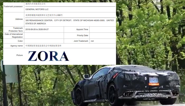 GM Trademarks the Mid-Engine Corvette name of ZORA Across the World...Including China!