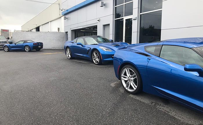 Three Laguna Blue C7s at Criswell Chevrolet