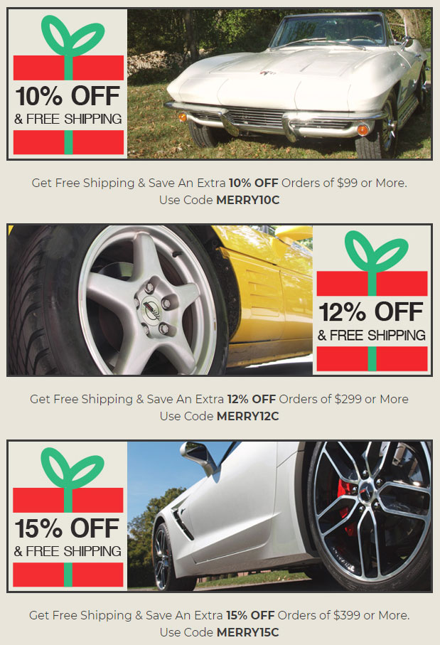 Save with discounts and free shipping at Corvette America!