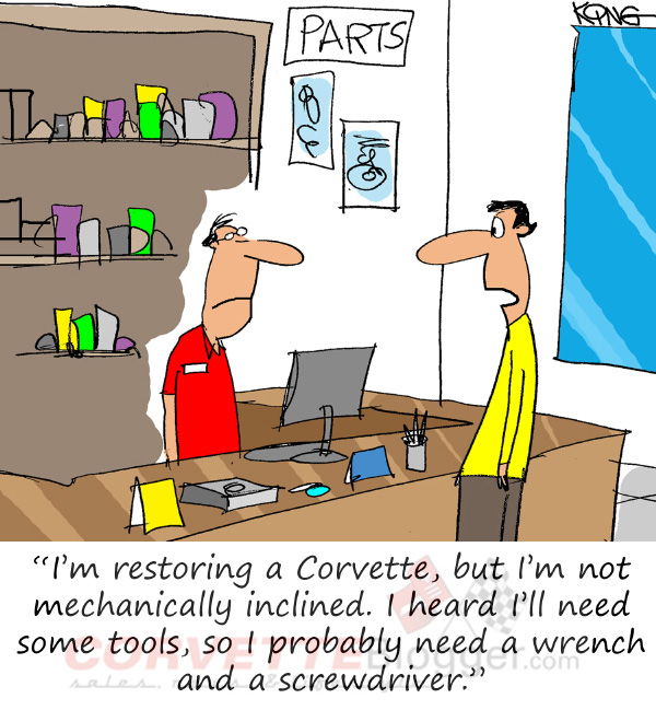 Saturday Morning Corvette Comic: Corvette Restoration Starts with Having the Right Tools