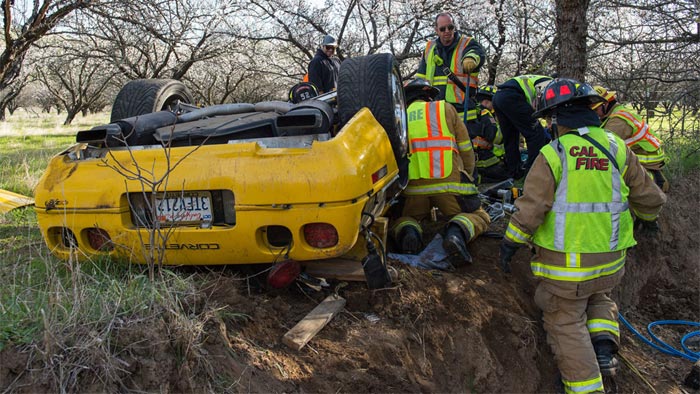 [ACCIDENT] Emergency Workers Free Trapped Driver After a C4 Corvette ZR-1 Rollover Crash