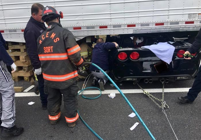 [ACCIDENT] C6 Corvette is Wedged Under a Semi Trailer in Tennessee