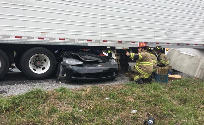[ACCIDENT] C6 Corvette is Wedged Under a Semi Trailer in Tennessee