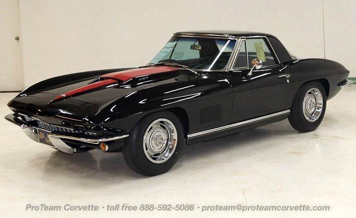 Corvettes for Sale: 1967 427/435 Quad Black Convertible at ProTeam Corvette Sales