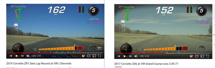 PDR Screen Shots from VIR Show Just How Much Faster the Corvette ZR1 is versus the Z06