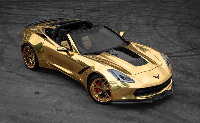 [PICS] Forgiato Widebody Corvette in a Gold Wrapper Brings It's Own Bling to the Part