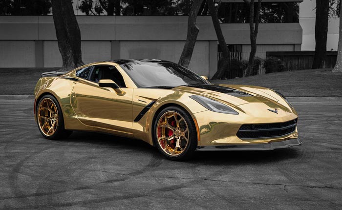 [PICS] Forgiator Widebody Corvette in a Gold Wrapper Brings It's Own Bling to the Part