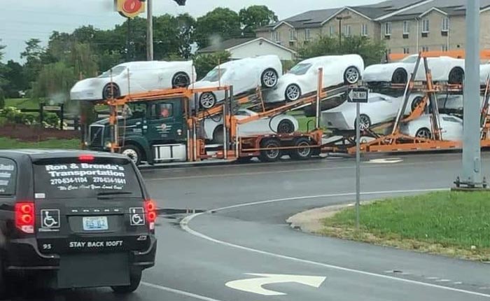 [PICS] C8 Corvettes Leaving the Assembly Plant on Transporters