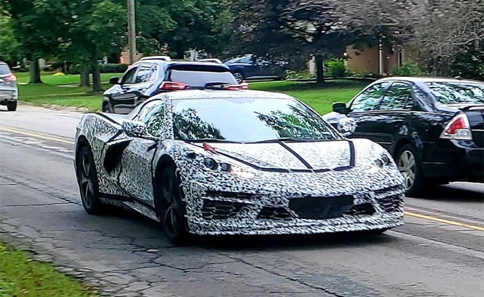 [SPIED] 'Hybrid' C8 Corvette Mule Spotted in Camouflage on the Streets of Ann Arbor