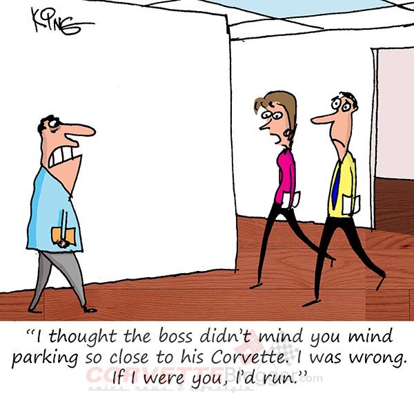 Saturday Morning Corvette Comic: Parking Next to the Boss's Corvette