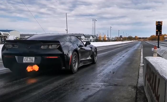 [VIDEO] Manual C7 Corvette Z06 Spits Flames, Runs Quarter Mile in the Nines