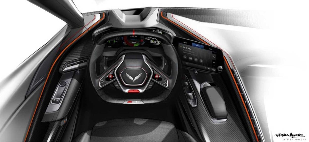 [PIC] Chevrolet Shares Early Sketch of the C8 Corvette Z06's Cockpit