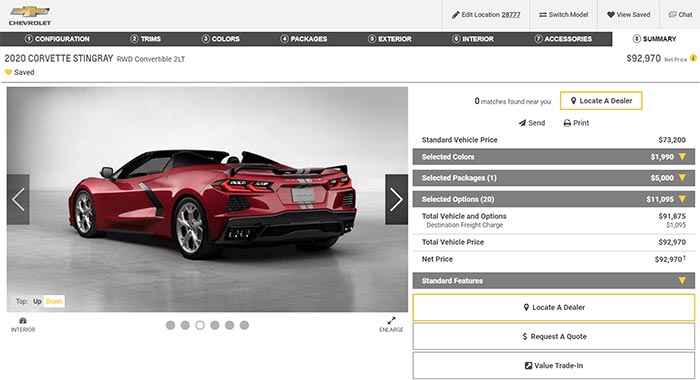 2020 Corvette Stingray Convertible is Now Up on the Chevrolet Build & Price Configurator