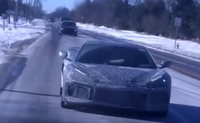 [SPIED] C8 Mid-Engine Corvette Prototype Driving on Snowy Roads
