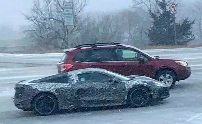 [SPIED] C8 Mid-Engine Corvette Driving in Snowstorm