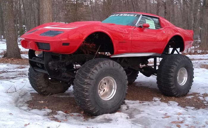 Found on Facebook: Go Big or Go Home with this 1977 Corvette 4x4