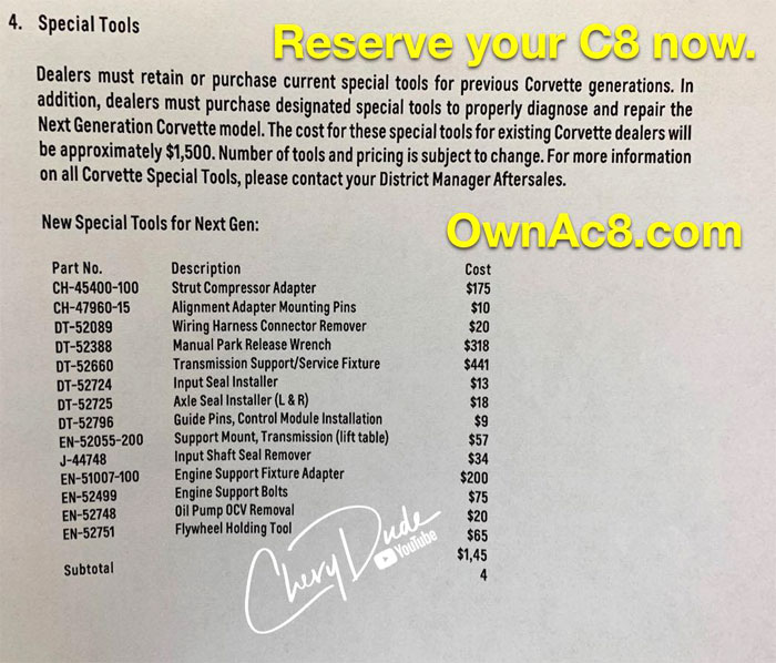 Here's the List of Special Tools Required to Service the C8 Mid-Engine Corvette