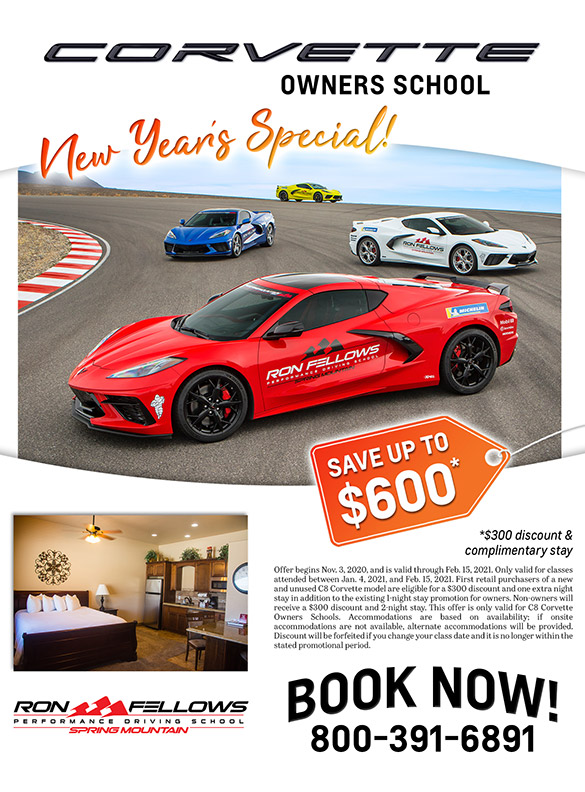Save $300 and Receive a 2nd Night Stay at Spring Mountain for the C8 Corvette Owner's School