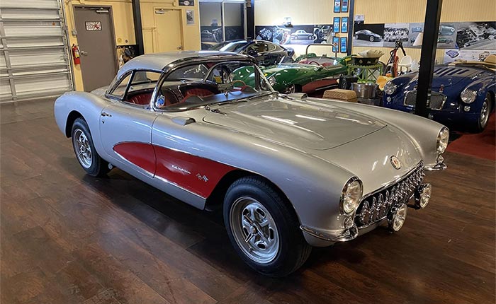 Corvettes for Sale: 1957 Silver/Red Restomod on Bring a Trailer
