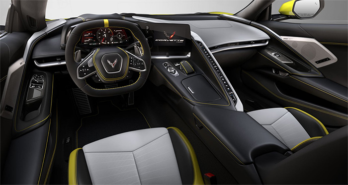 Sky Cool Gray - Strike Yellow Interior for 2021 Corvette is Currently on Constraint