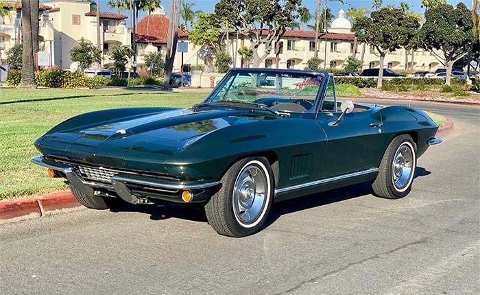 Corvettes for Sale: Green 1967 Corvette Convertible on Bring A Trailer