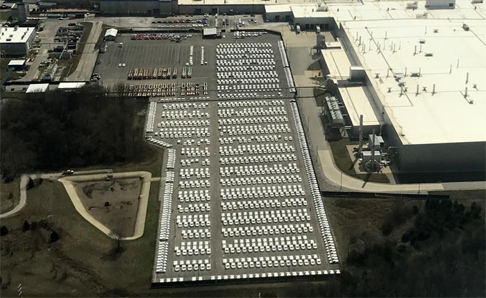 The 2020 Corvette Stingray's Occupy Nearly All the Parking Spaces at the Assembly Plant