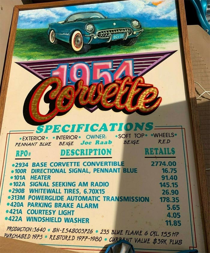 Corvettes on eBay: 1954 Corvette in Pennant Blue
