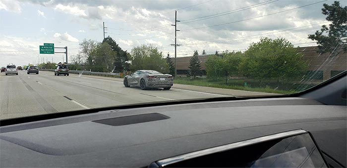 Camouflaged C8 Corvette Prototype Captured Driving Sunday in Detroit