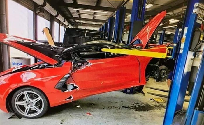 [ACCIDENT] C8 Corvette Falls Off the Lift at a Chevy Dealership