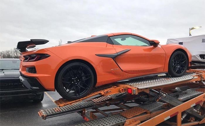 [SPIED] Three 2023 Corvette Z06s on a Trailer Destined for Milford