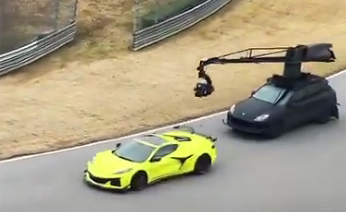[SPIED] 2023 Corvette Z06 Chased by Porsche Camera Car at Barber Motorsports Park