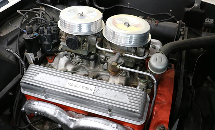 1956 Corvette Engine wears a Smokey Yunick Badge