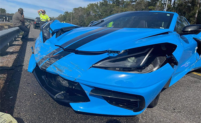 [ACCIDENT] Rapid Blue C8 Corvette Damaged in Florida Highway Crash