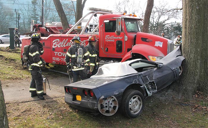 [ACCIDENT] C4 Corvette Hit By Tow Truck and Crashes Into a Tree