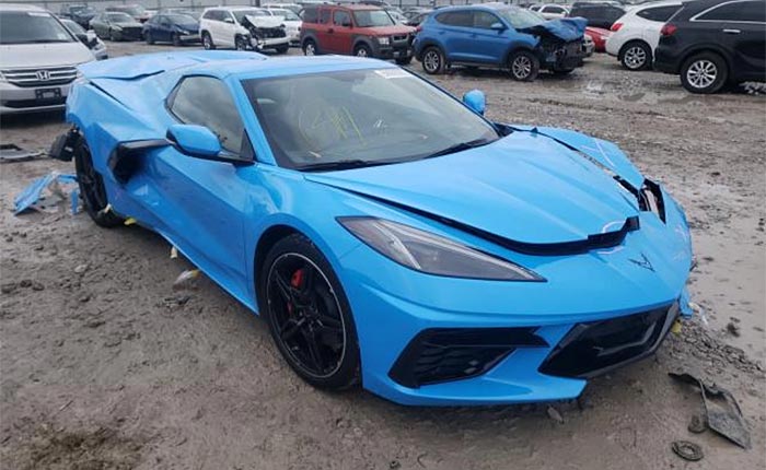 [PICS] Copart Has a C8 Corvette Convertible in Rapid Blue with Just 1,348 Miles