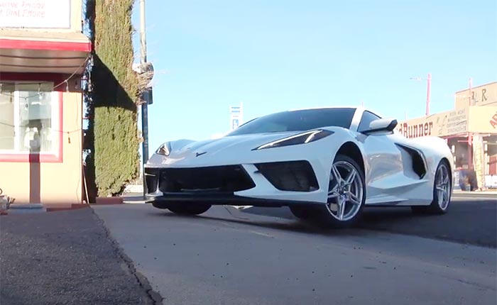 [VIDEO] C8 Corvette with Front Lift Eases into Parking Lot on Three Wheels