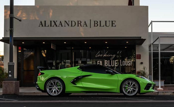 Corvettes for Sale: Customized Bright Green C8 Corvette with Forgiato Wheels