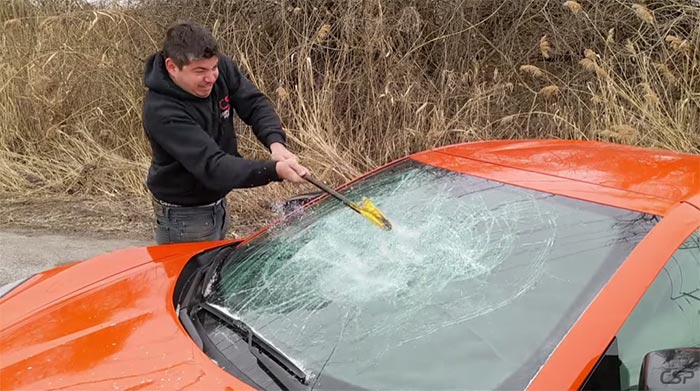 [VIDEO] The Windshield Has to Come Out Anyway, So Why Not Stage a YouTube Video