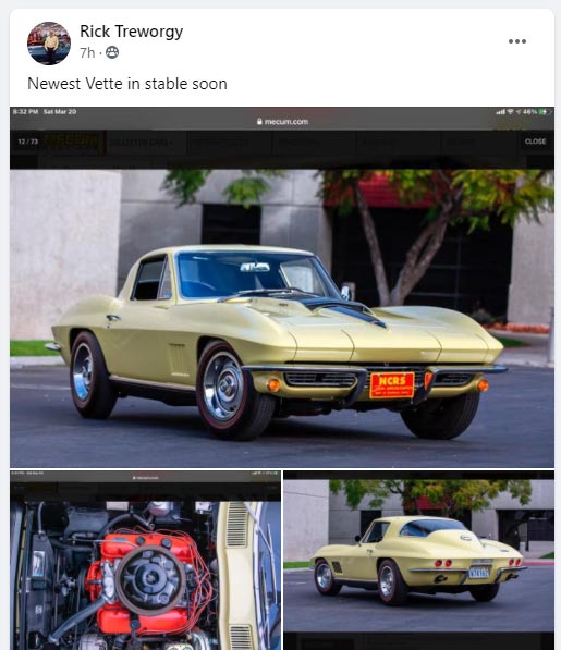 Rick Treworgy bought the Sunfire Yellow 1967 Corvette L88