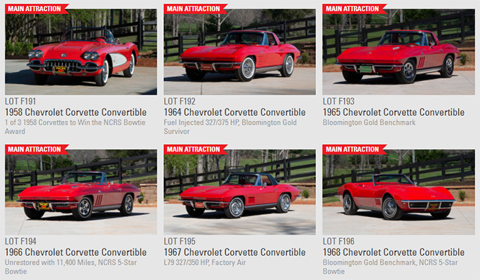 A Collection of All Red Classic Corvette Convertibles to be offered at Mecum's Indy Sale