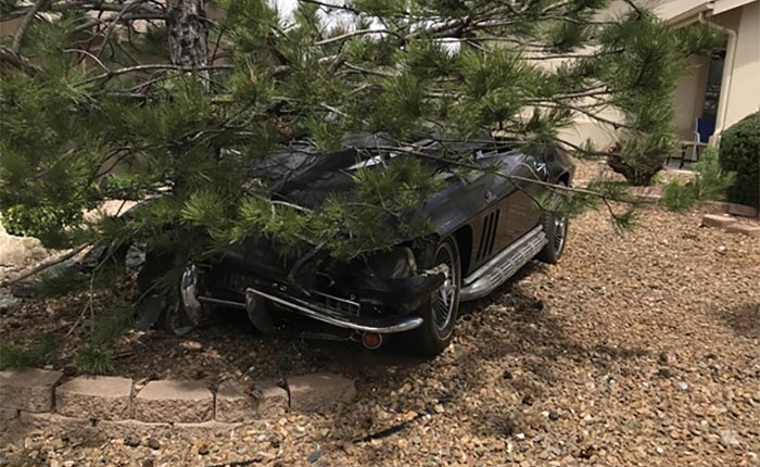 [ACCIDENT] Out-Of-Control 1966 Corvette Drives Through Neighborhood Yards and Hits a Tree