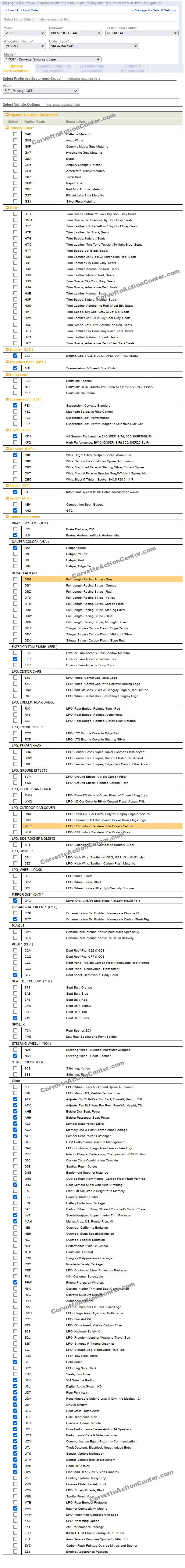 2022 Corvette Ordering Info is Now Available to Dealers in GM's Order System