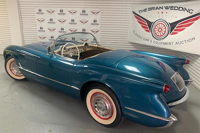 Corvettes for Sale: No-Reserve 1954 Pennant Blue Corvette Roadster Offered at Auction