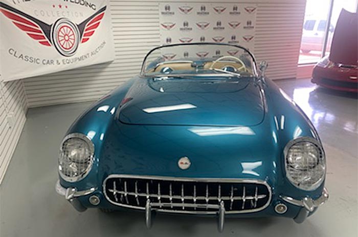 Corvettes for Sale: No-Reserve 1954 Pennant Blue Corvette Roadster Offered at Auction