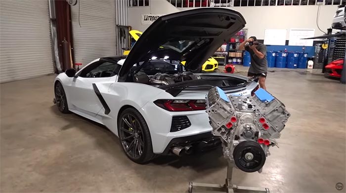 [VIDEO] TJ Hunt's C8 Corvette Ready for 1,500 HP Engine Install But First He Joins the Flying Roof Club