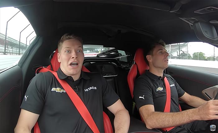 [VIDEO] IndyCar Drivers Take the C8 Corvette Pace Car for a Spin at the IMS Road Course