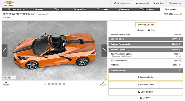 Chevrolet's Build and Price Configurator for the 2022 Corvette is Now Live