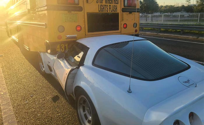 [ACCIDENT] C3 Corvette Gets Wedged Under a Florida School Bus