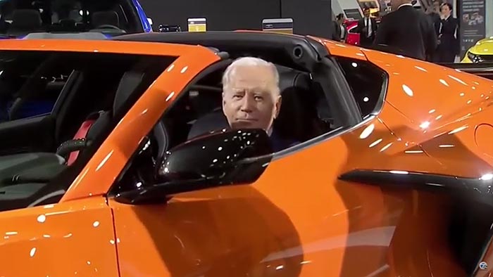 [PICS] President Joe Biden Starts Up the 2023 Corvette Z06 at the Detroit Auto Show